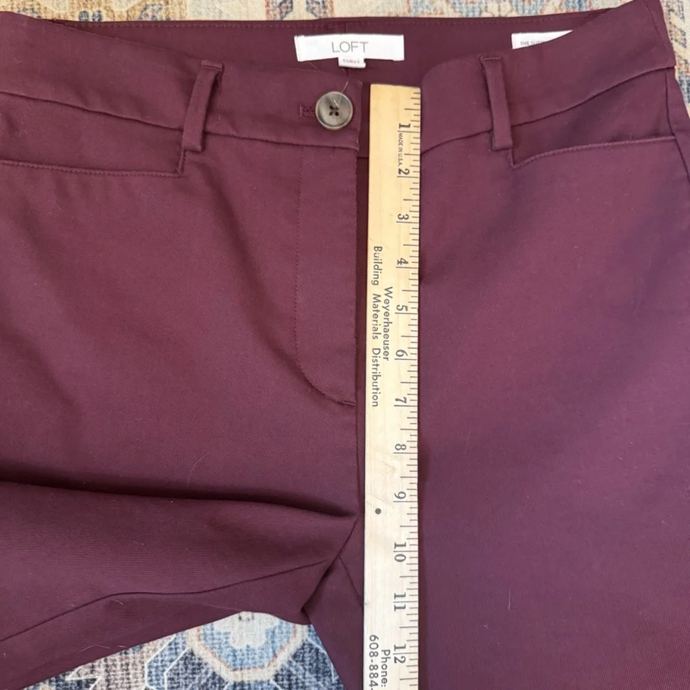 LOFT Curvy Sutton Skinny Women's Burgundy Wine Dress Pants Size 4 - Picture 12 of 13